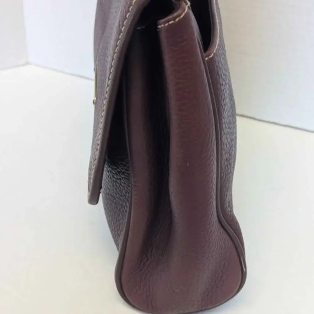 Maroon Medallion Thick Cut Leather Crossbody Bag Purse 10x9x3
